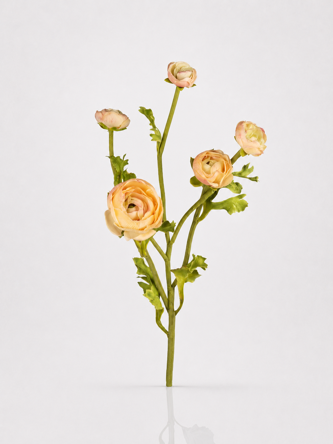 Artificial Flower Peach Ranunculus Stem Real Touch Bloom 21.5"