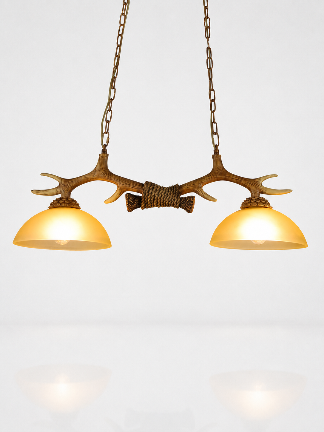 Rustic Antler Glass Bowl Chandelier