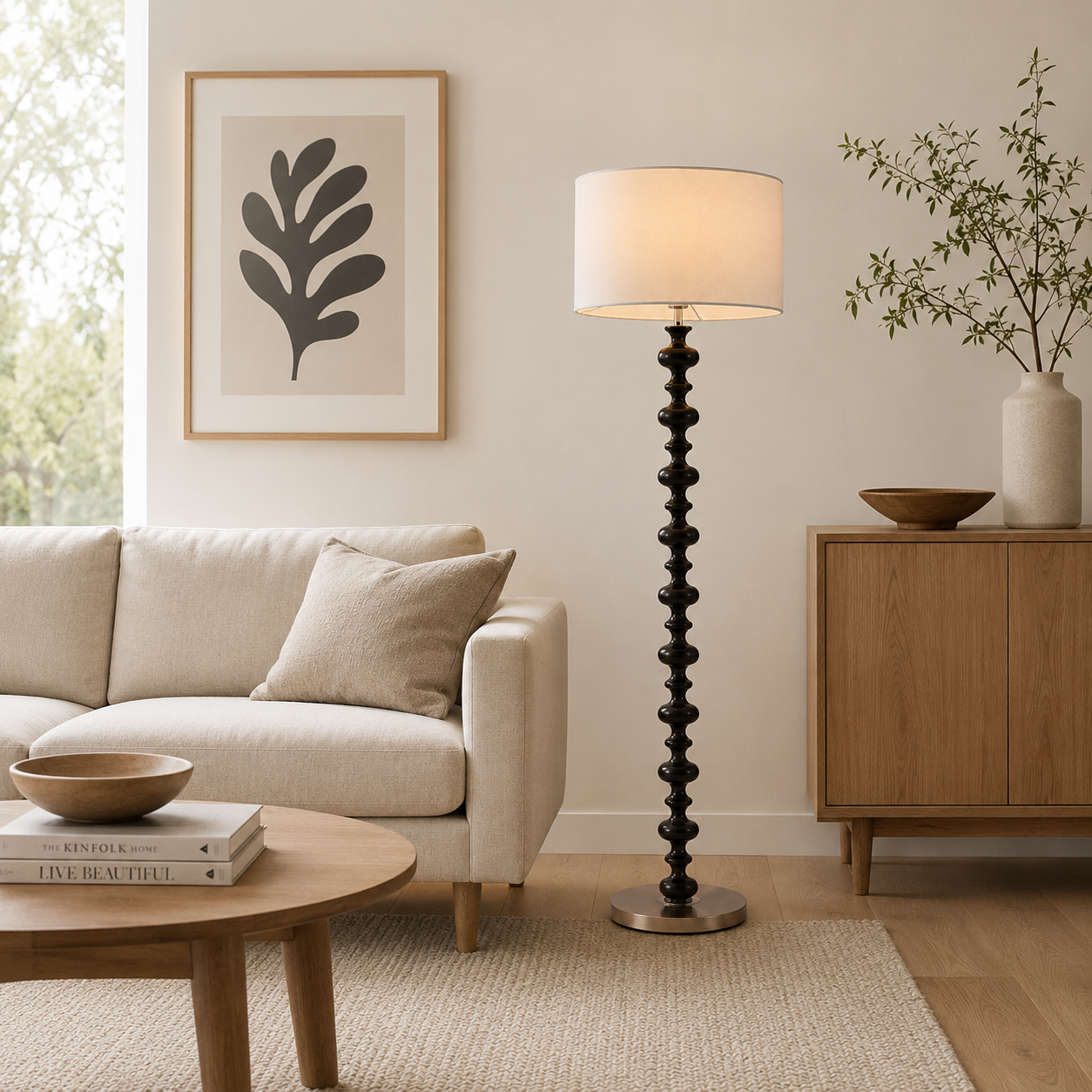 Wood Accent Standing Floor Lamp