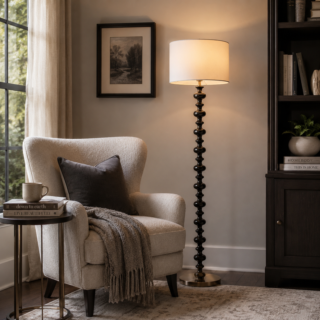 Wood Accent Standing Floor Lamp