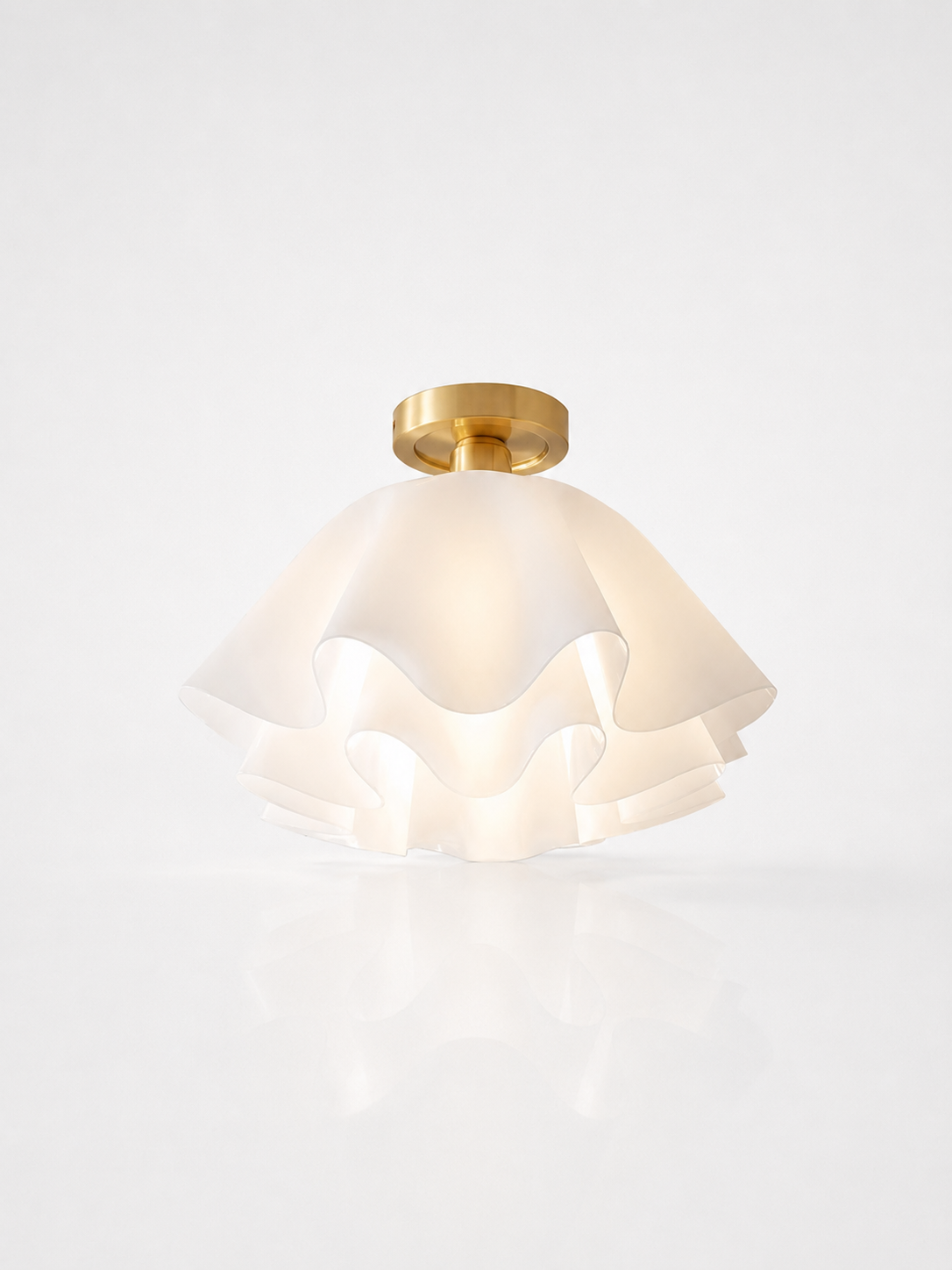 Pleated Brass Flush Mount Ceiling Lamp