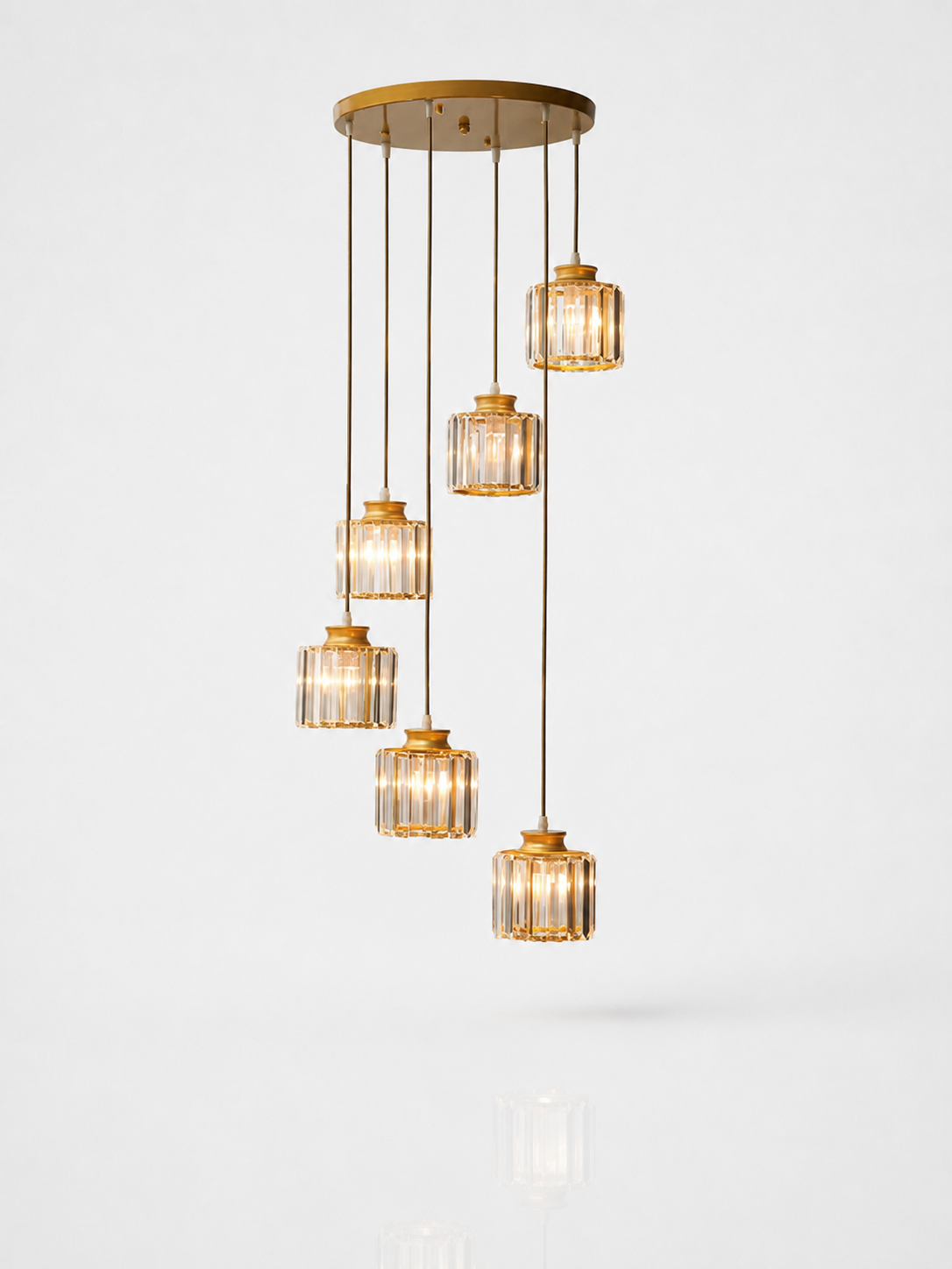 Celeste 6-Light Modern Chandelier | Adjustable Metal Pendant in Gold or Black