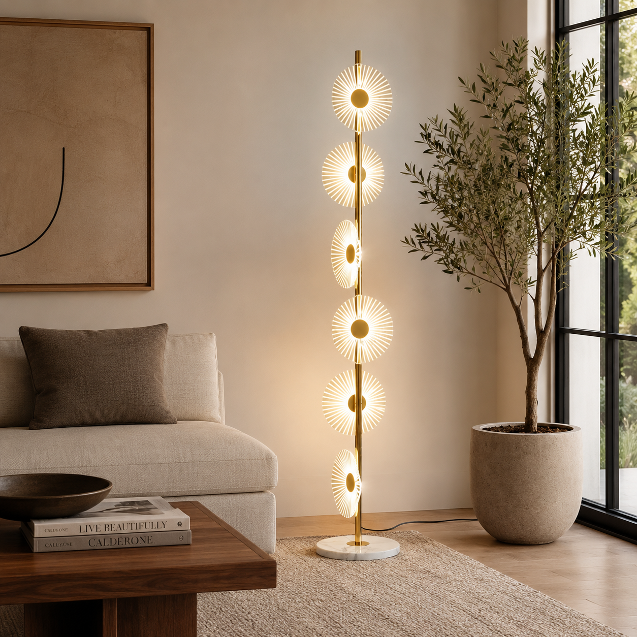 Tiered Marble Floor Lamp with Acrylic Lights