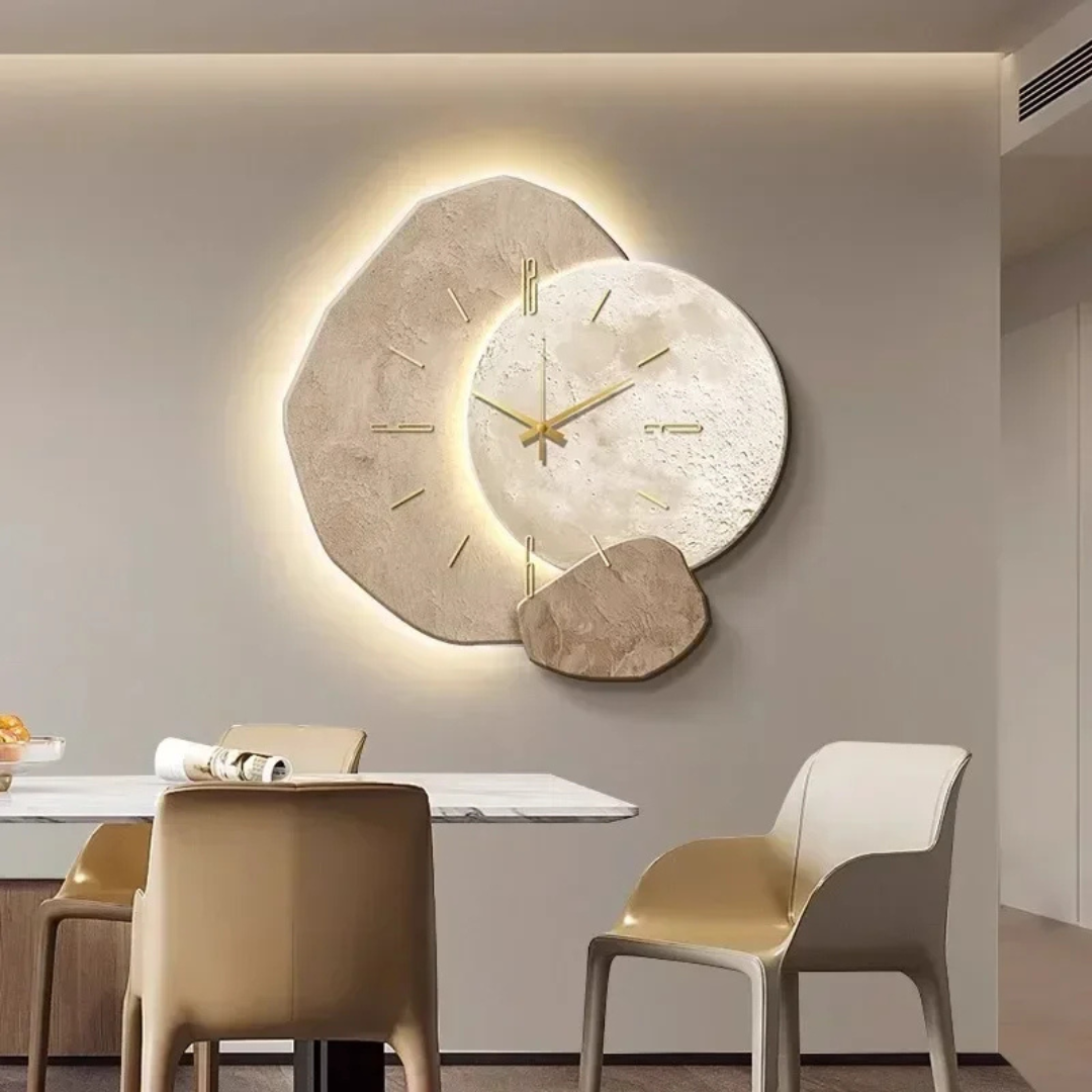 Wood Wall Clock LED Backlight Silent Quartz 40cm
