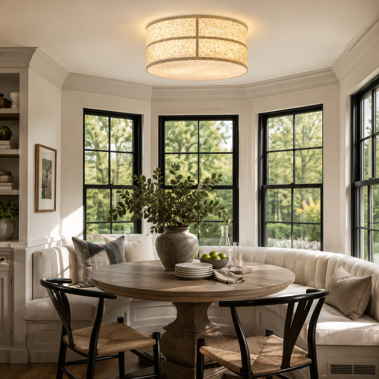 Willow Linen Flush Ceiling Lamp