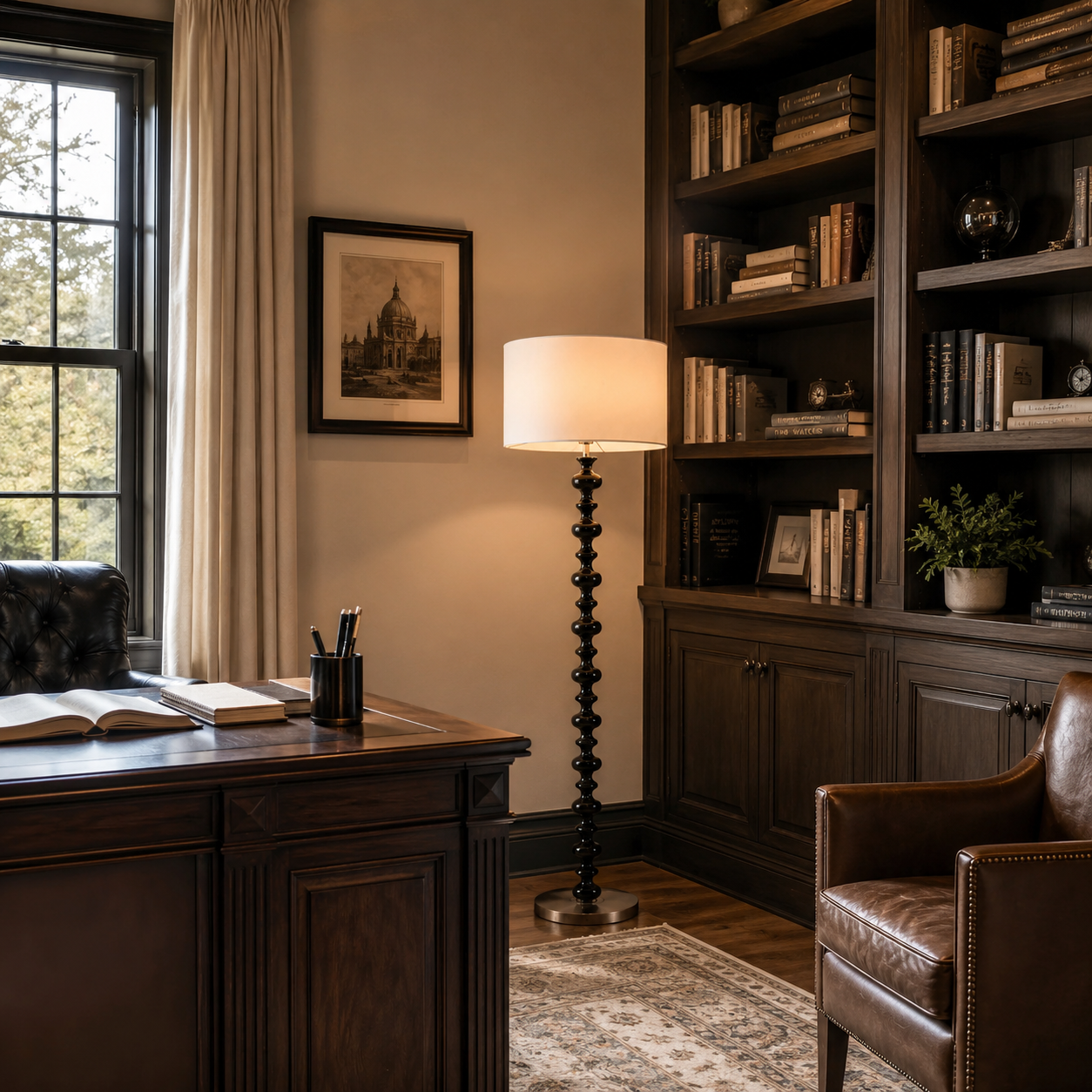 Wood Accent Standing Floor Lamp