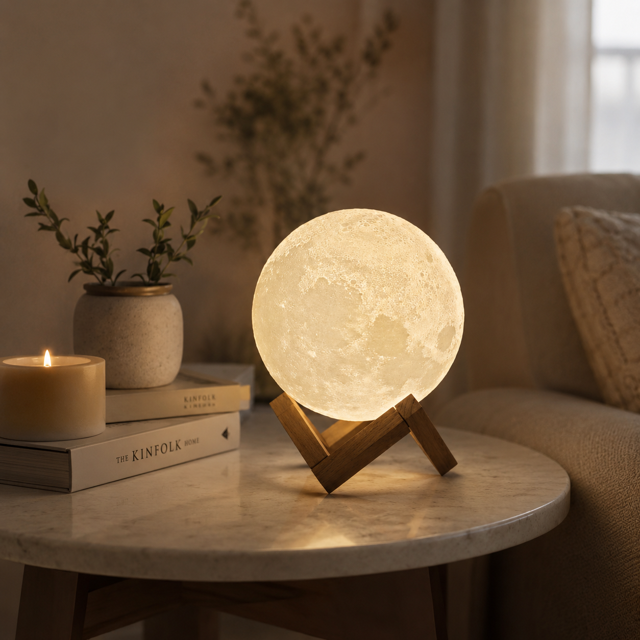 Lunara Moon Light | 3D Printed, Rechargeable, Touch Control