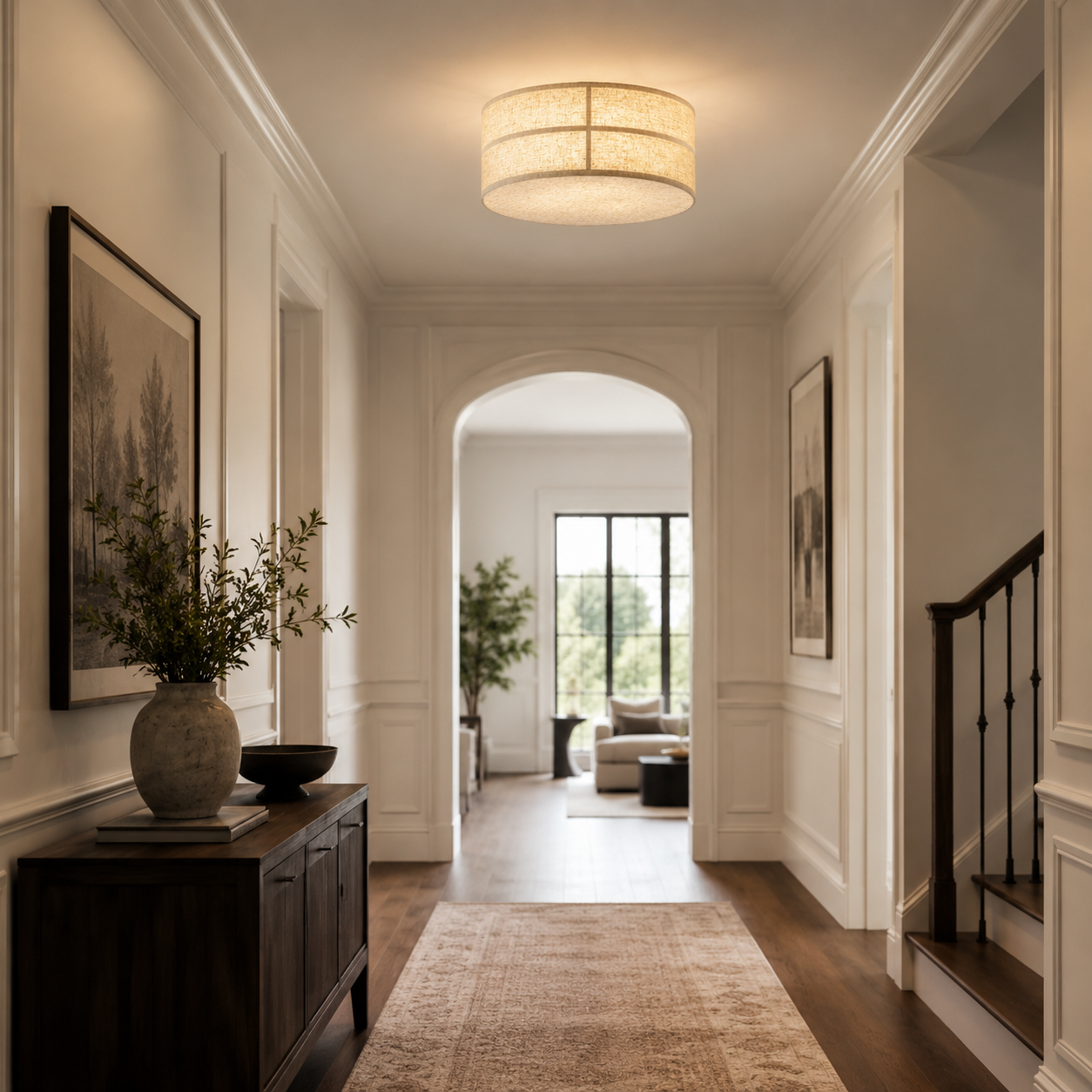 Willow Linen Flush Ceiling Lamp