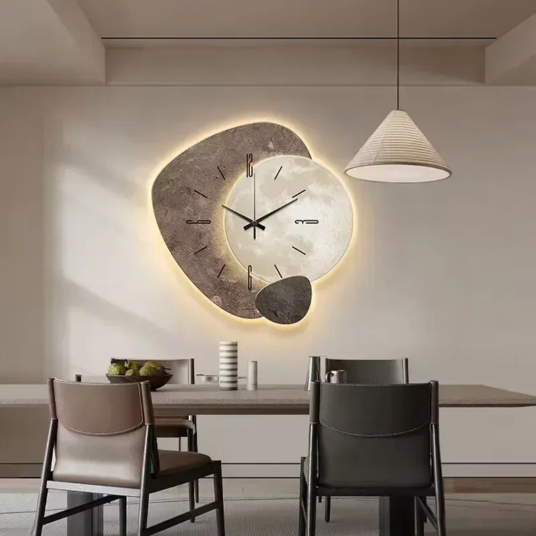 Wood Wall Clock LED Backlight Silent Quartz 40cm