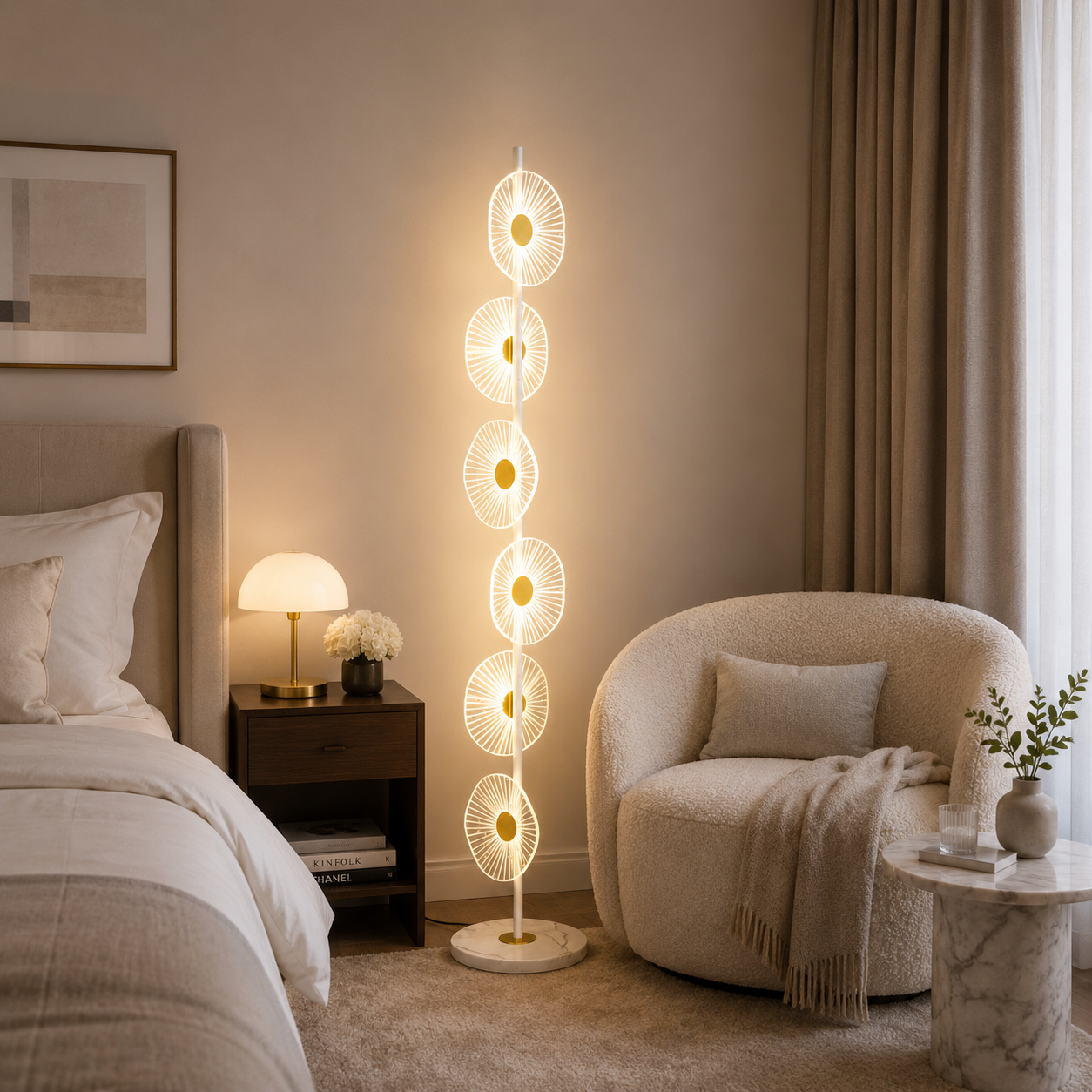 Tiered Marble Floor Lamp with Acrylic Lights