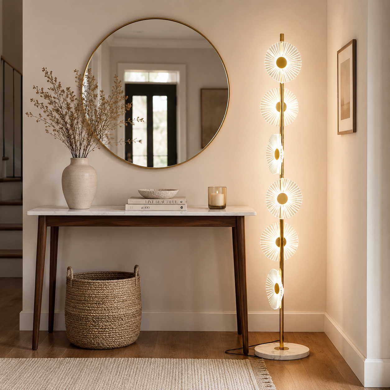 Tiered Marble Floor Lamp with Acrylic Lights