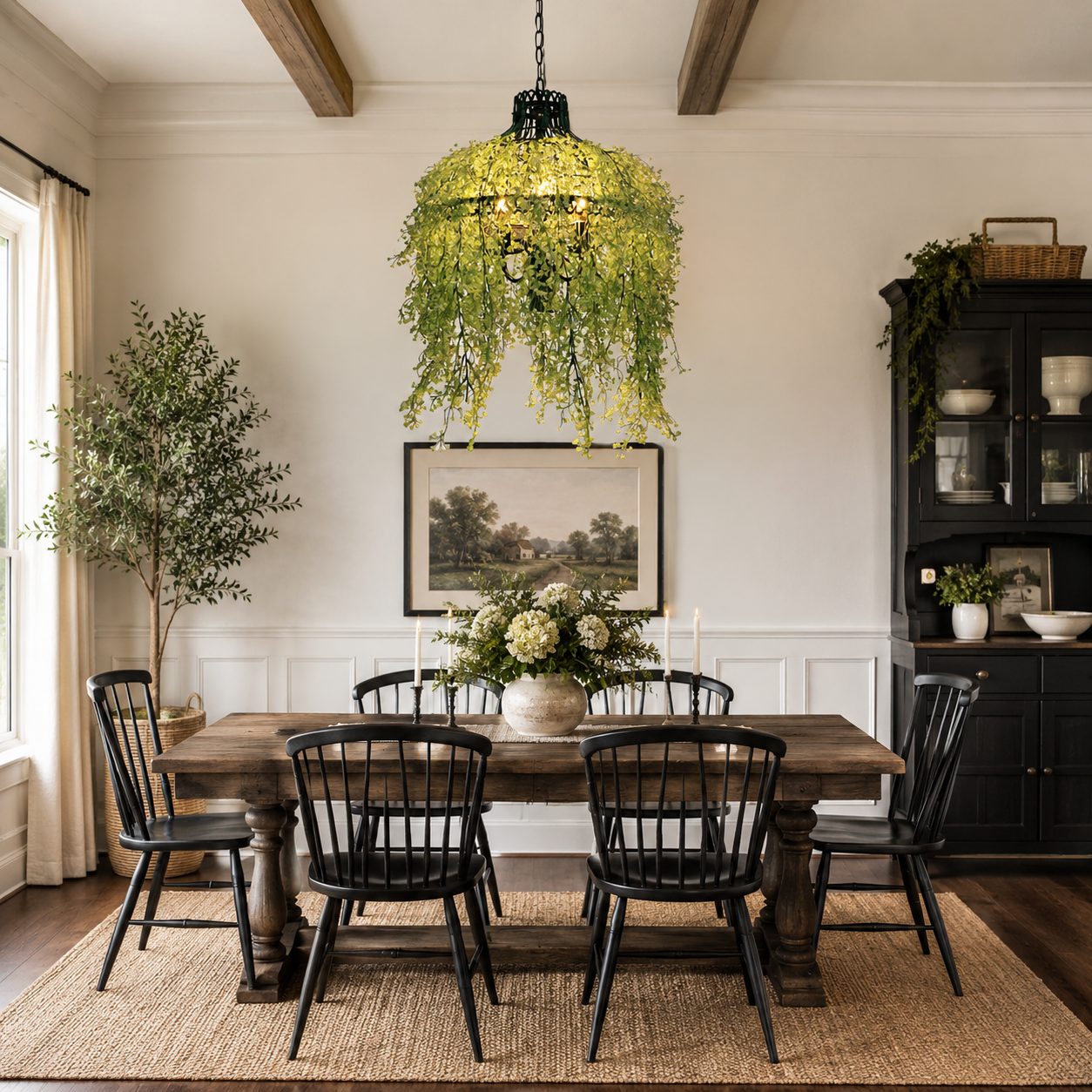 Botanical Vine 3-Light Modern Chandelier | Iron Frame Hanging Light