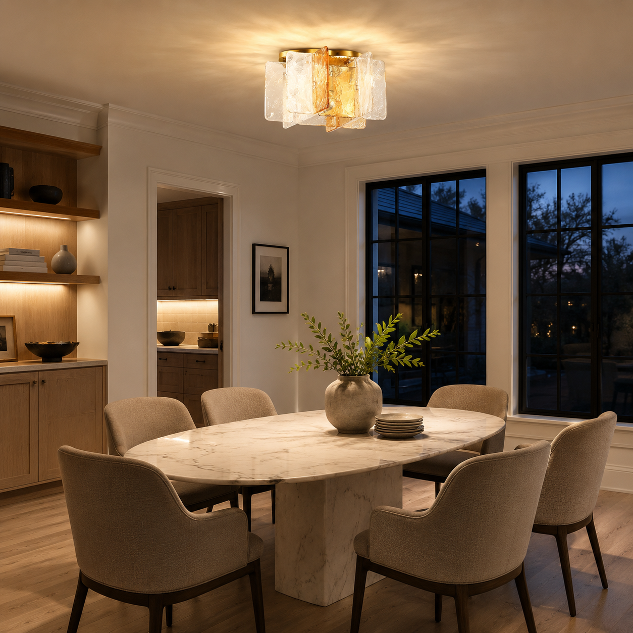Amber Glass Ceiling Lamp