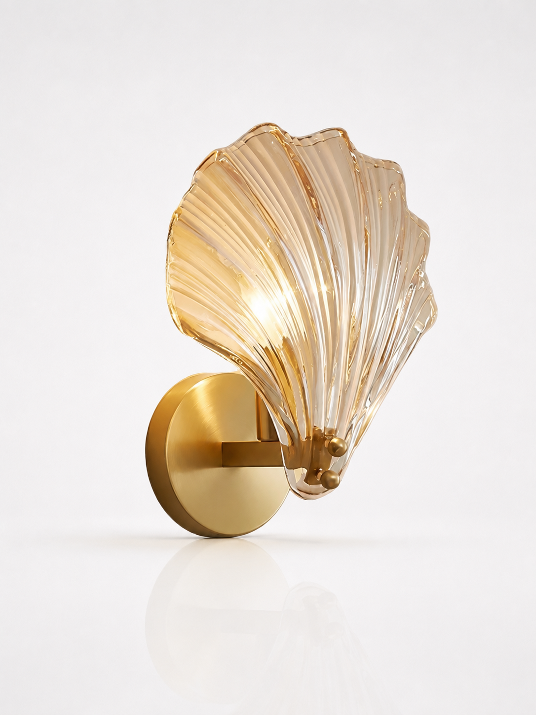 Brass & Glass Coastal Seashell Wall Lamp