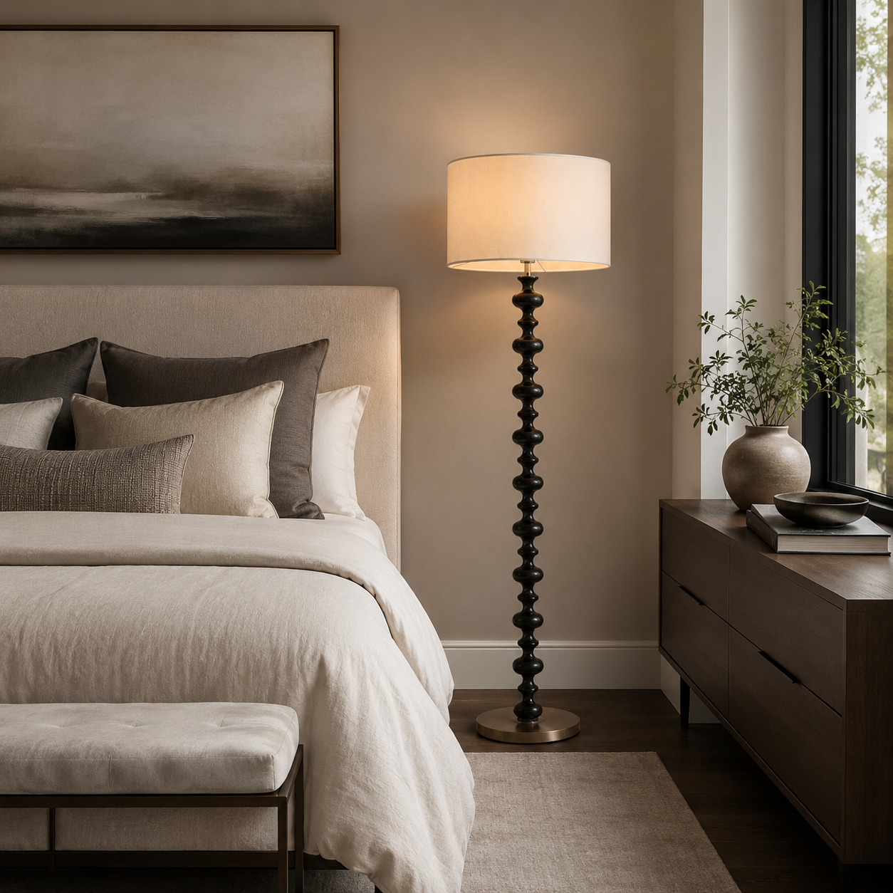 Wood Accent Standing Floor Lamp