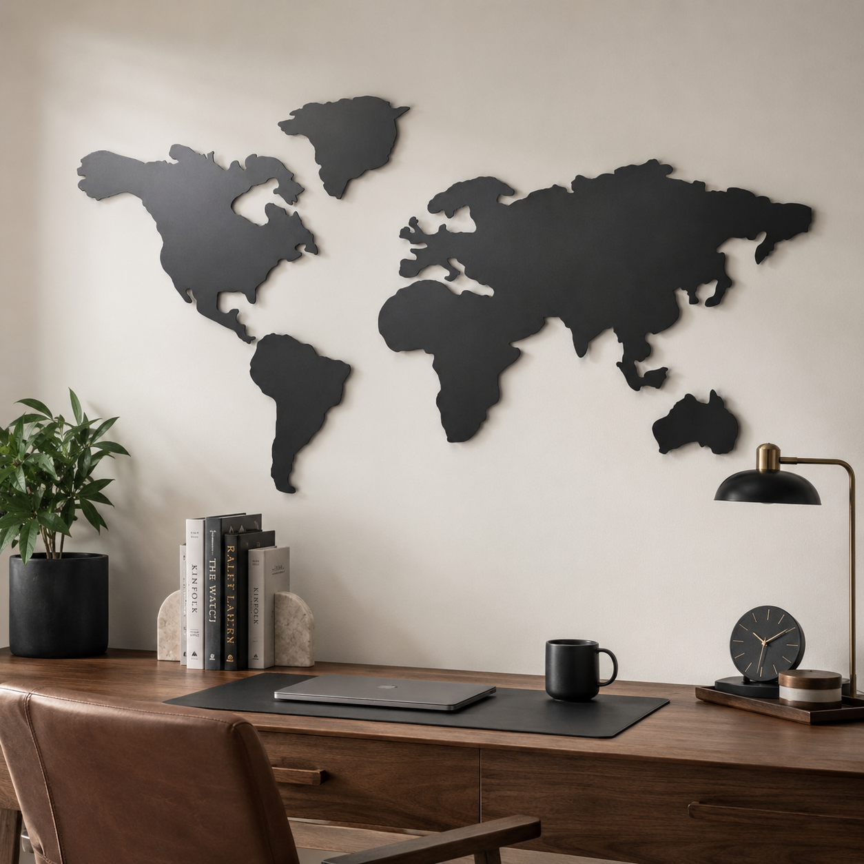 Atlas Magnetic Wall Map | Titanium Metal Statement Décor