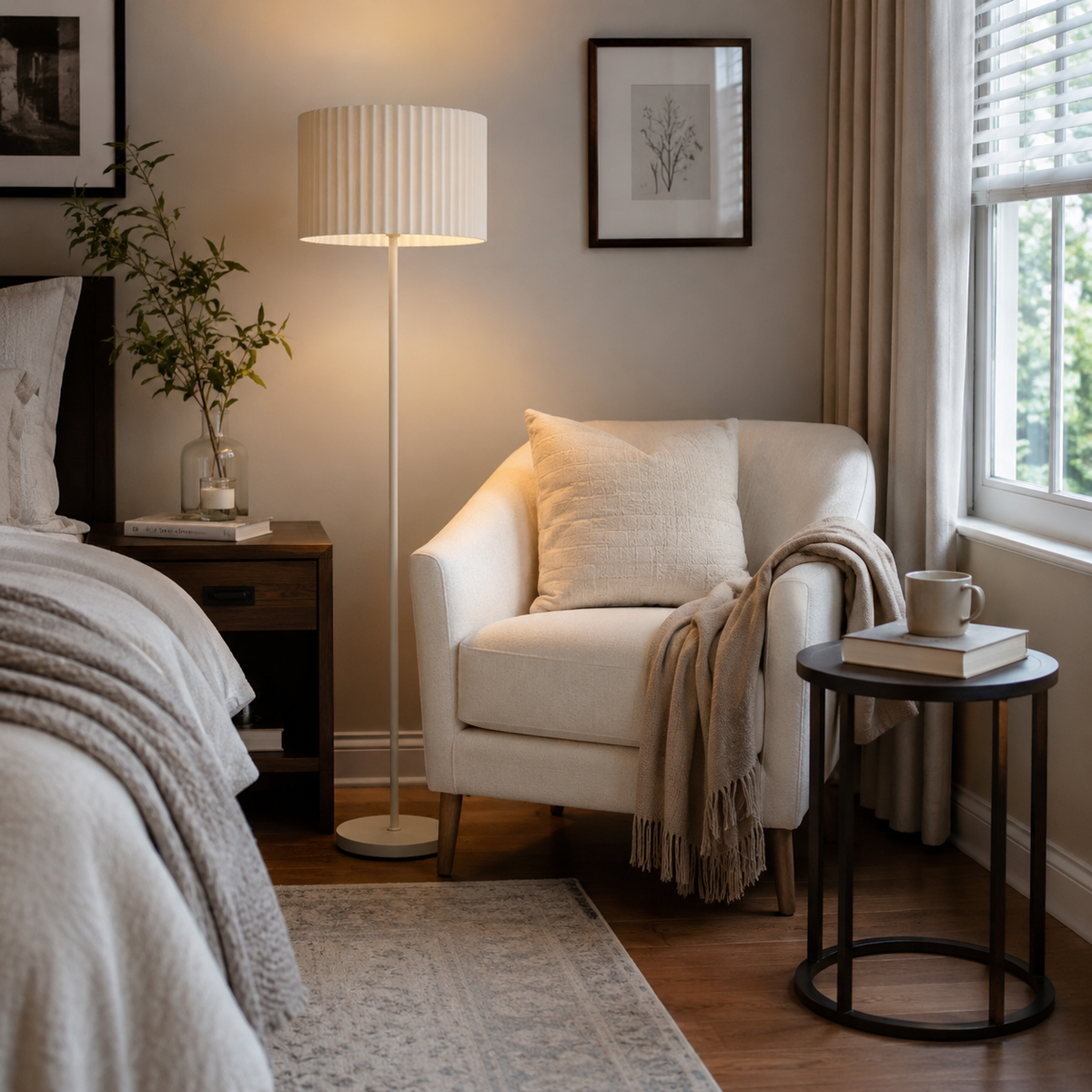 Neutral Fabric Floor Lamp
