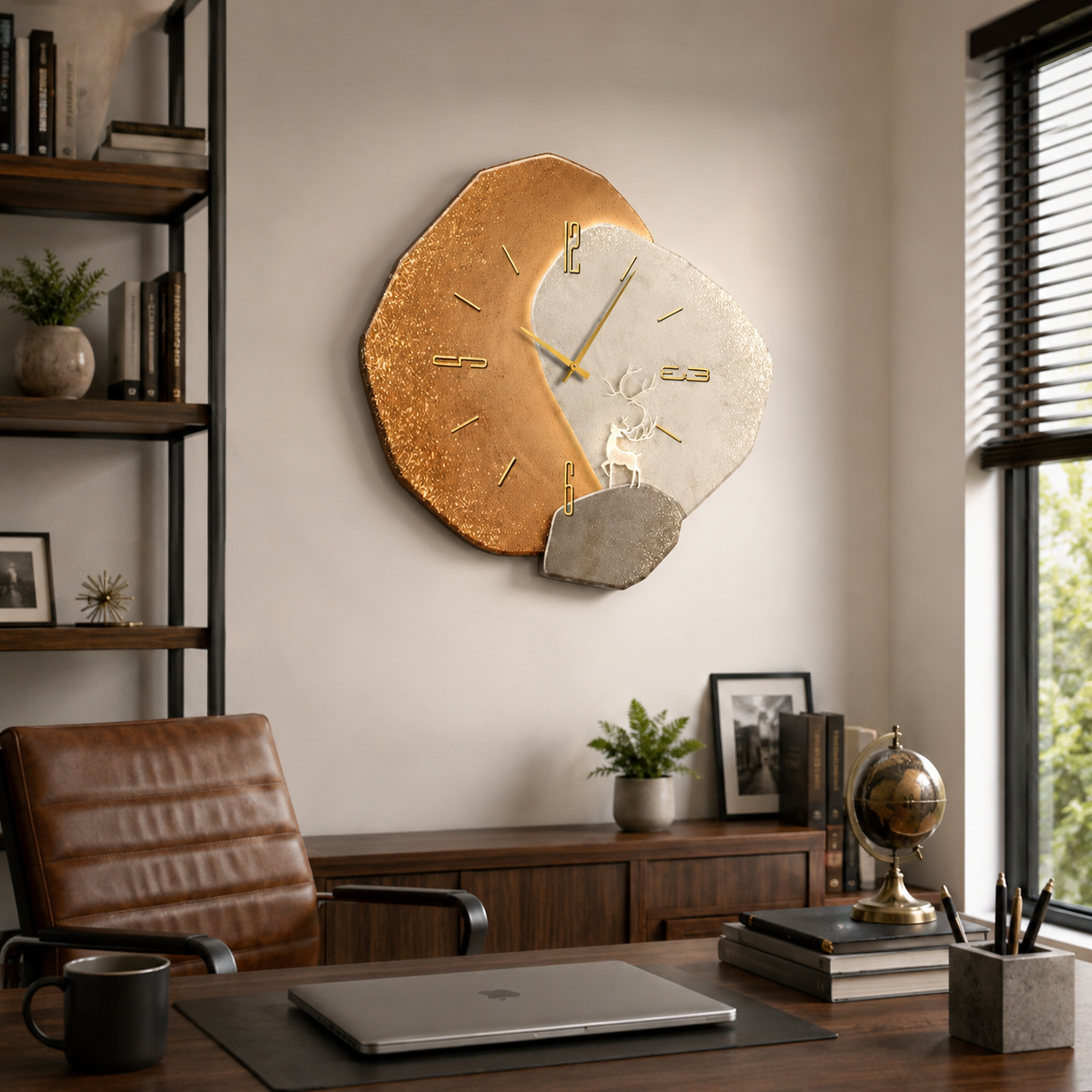 Wood Wall Clock LED Backlight Silent Quartz 40cm