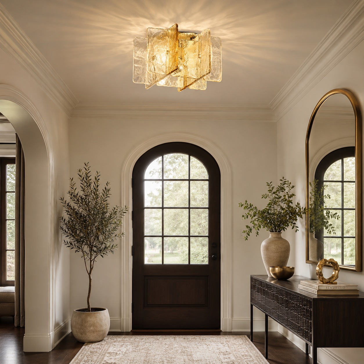 Amber Glass Ceiling Lamp
