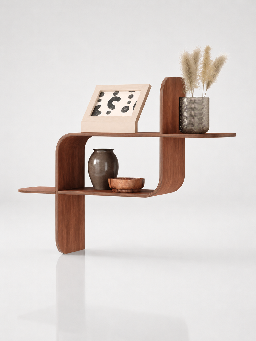 Natural Bent-Wood Wall Shelf