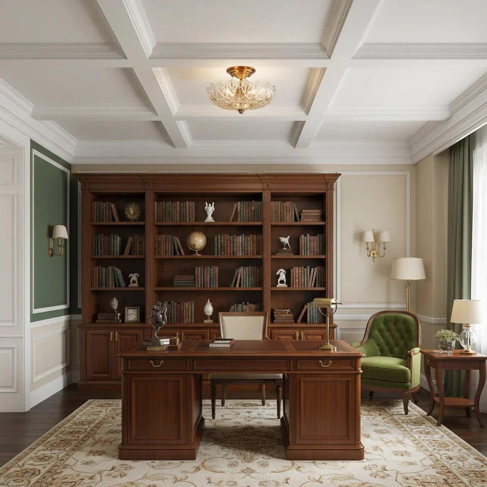 Amber Glass Semi-Flush Ceiling Lamp