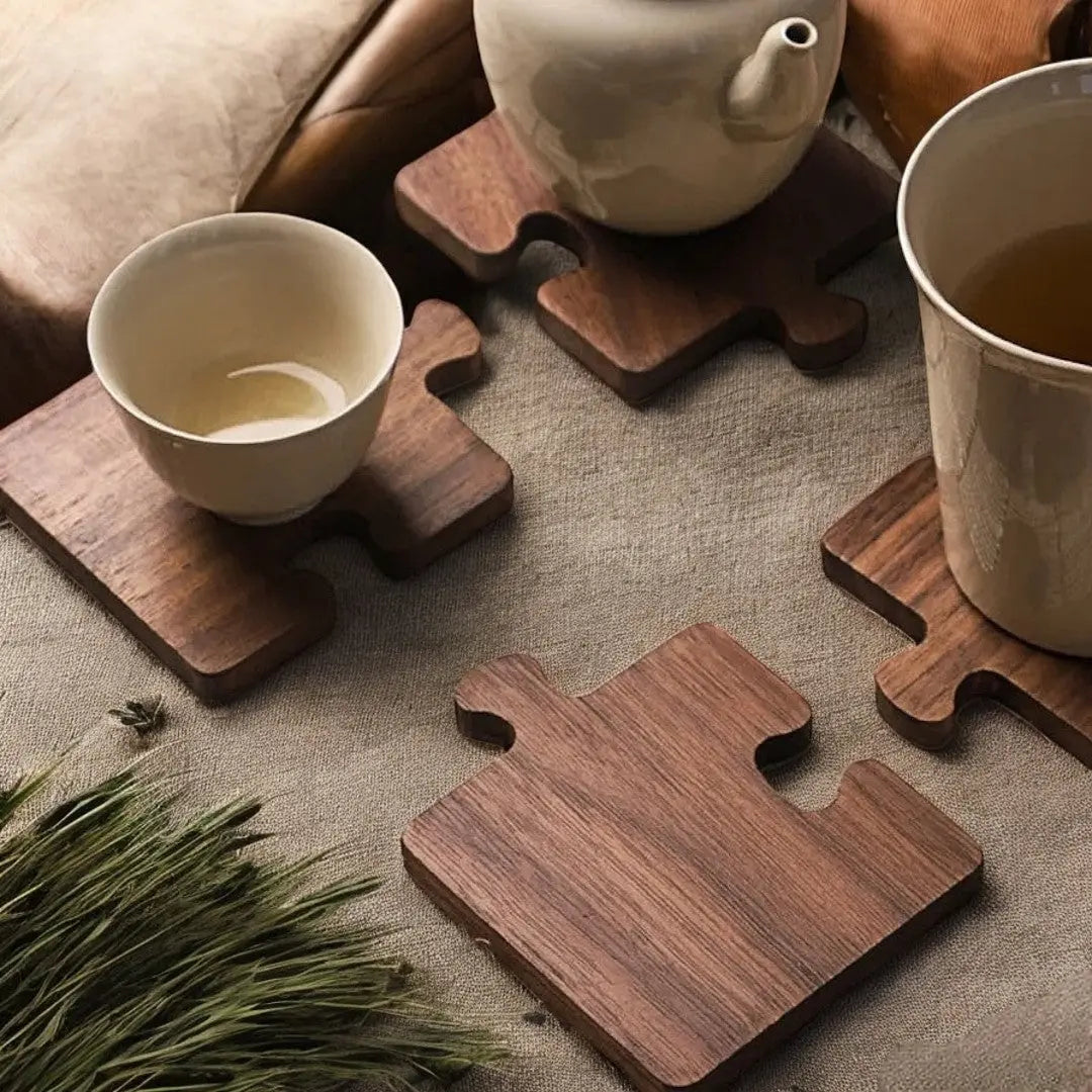 Walnut Puzzle Coaster Set