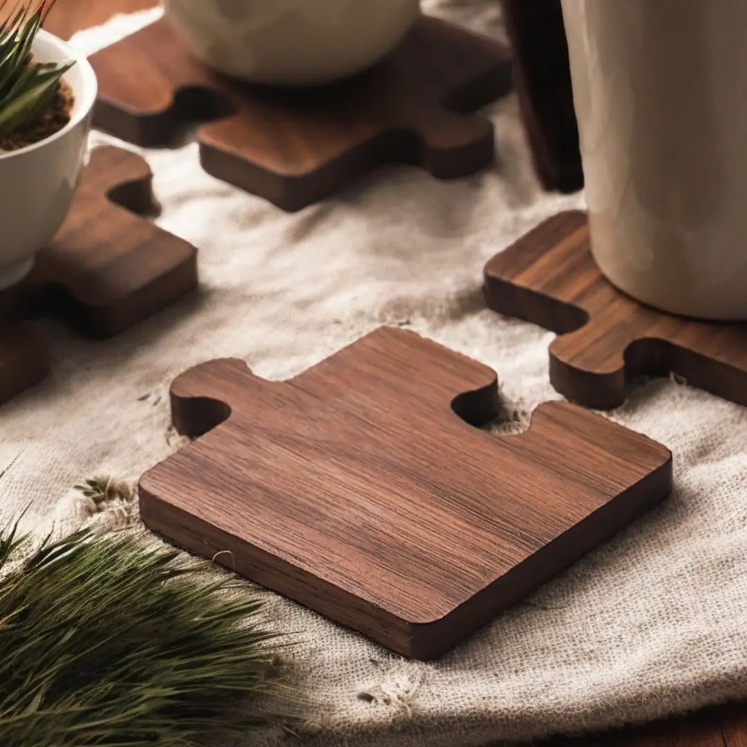 Walnut Puzzle Coaster Set