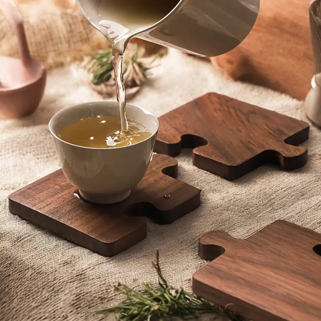 Walnut Puzzle Coaster Set
