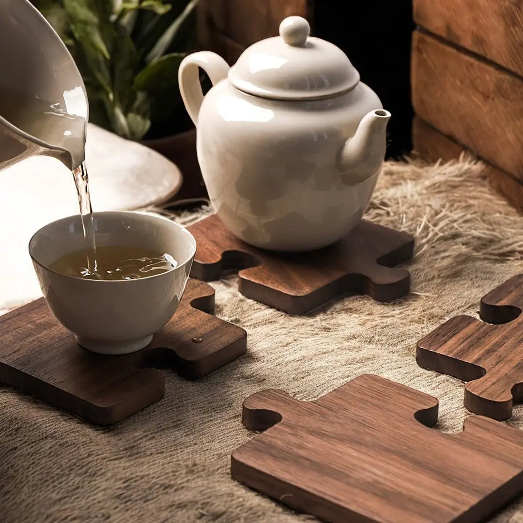 Walnut Puzzle Coaster Set