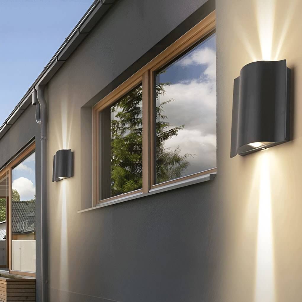 Bruna Outdoor Wall Light | Wavy Aluminum, LED Up-Down Sconce