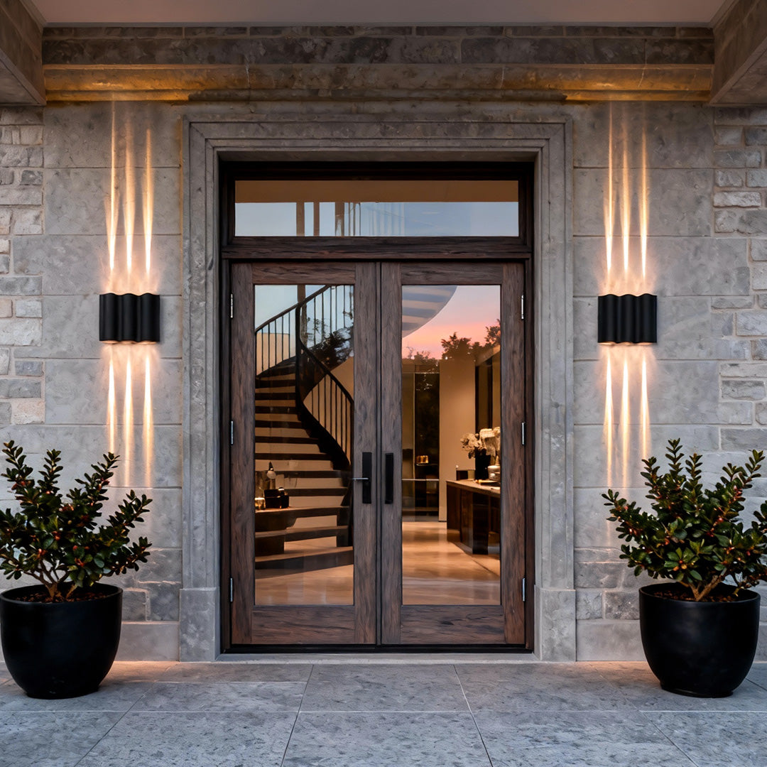 Bruna Outdoor Wall Light | Wavy Aluminum, LED Up-Down Sconce