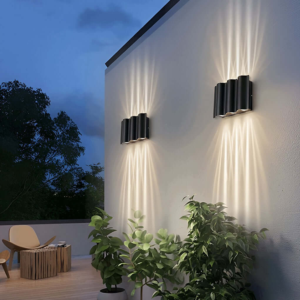 Bruna Outdoor Wall Light | Wavy Aluminum, LED Up-Down Sconce