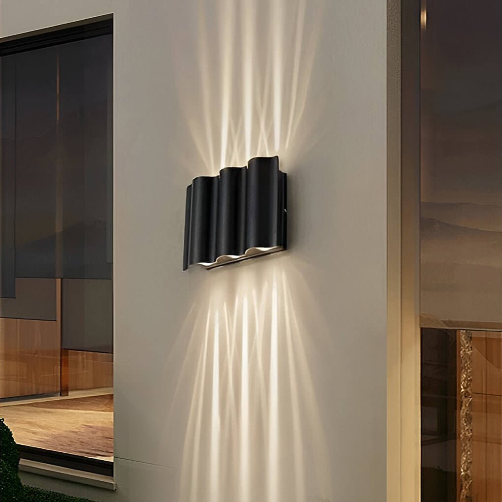 Bruna Outdoor Wall Light | Wavy Aluminum, LED Up-Down Sconce