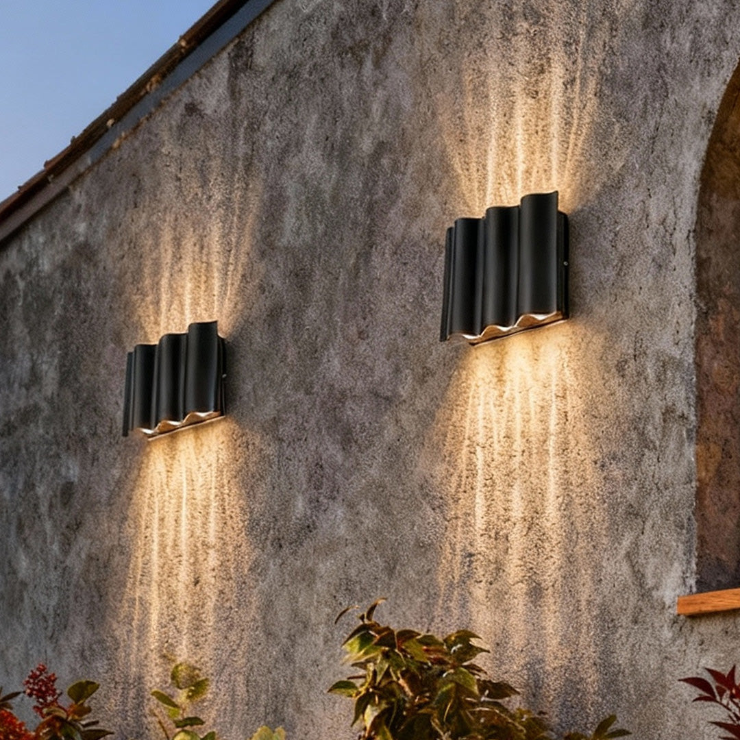 Bruna Outdoor Wall Light | Wavy Aluminum, LED Up-Down Sconce