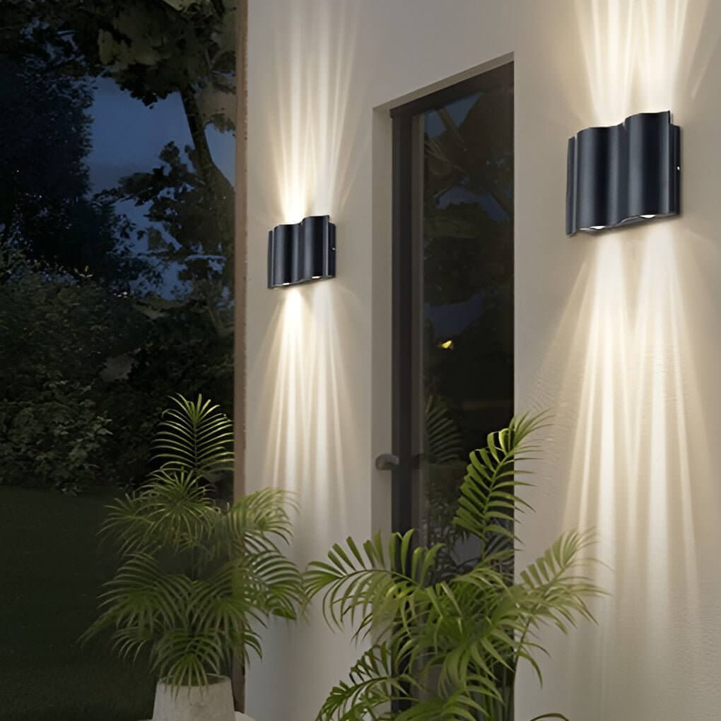 Bruna Outdoor Wall Light | Wavy Aluminum, LED Up-Down Sconce