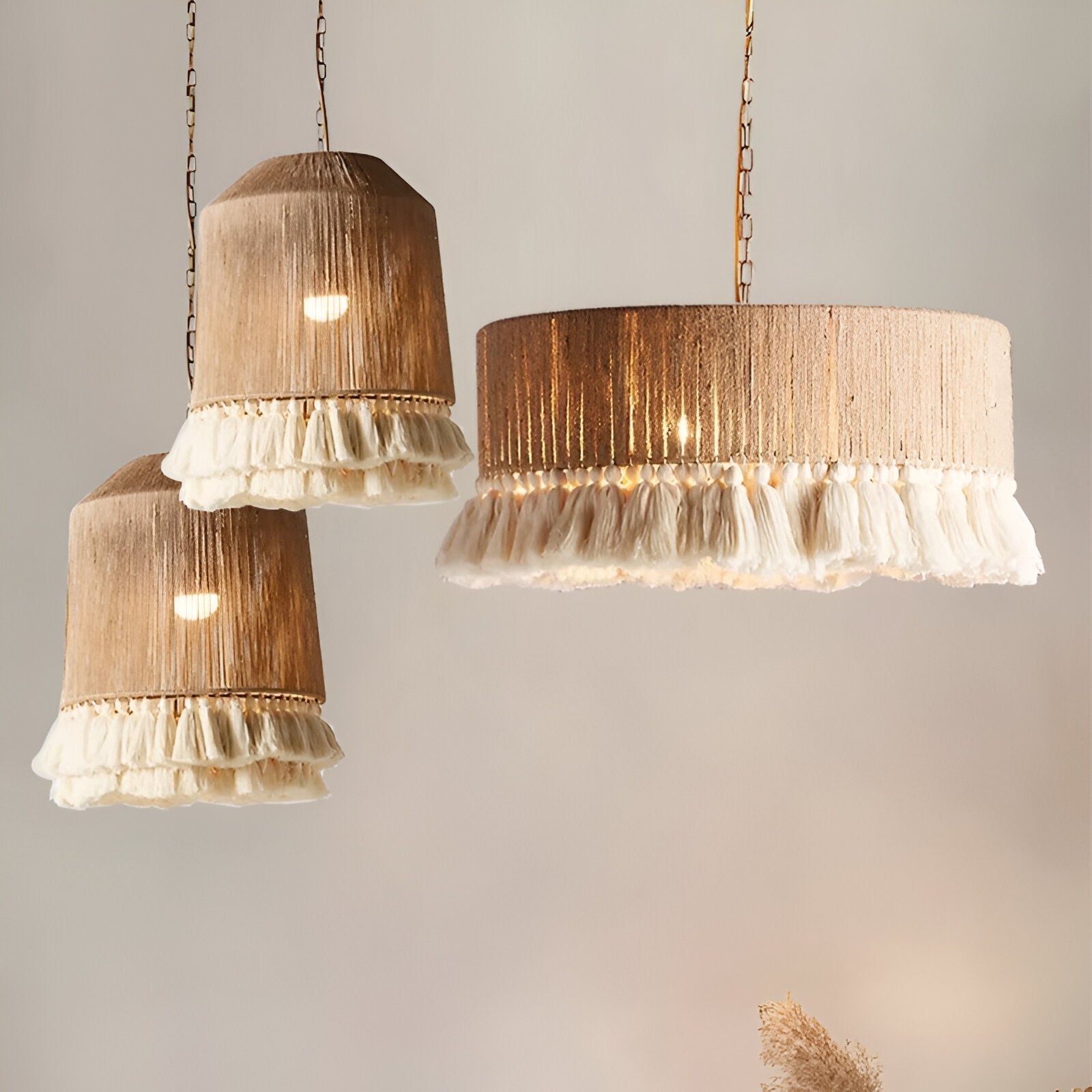 Handcrafted Bohemian Hemp Rope Tassel Chandelier