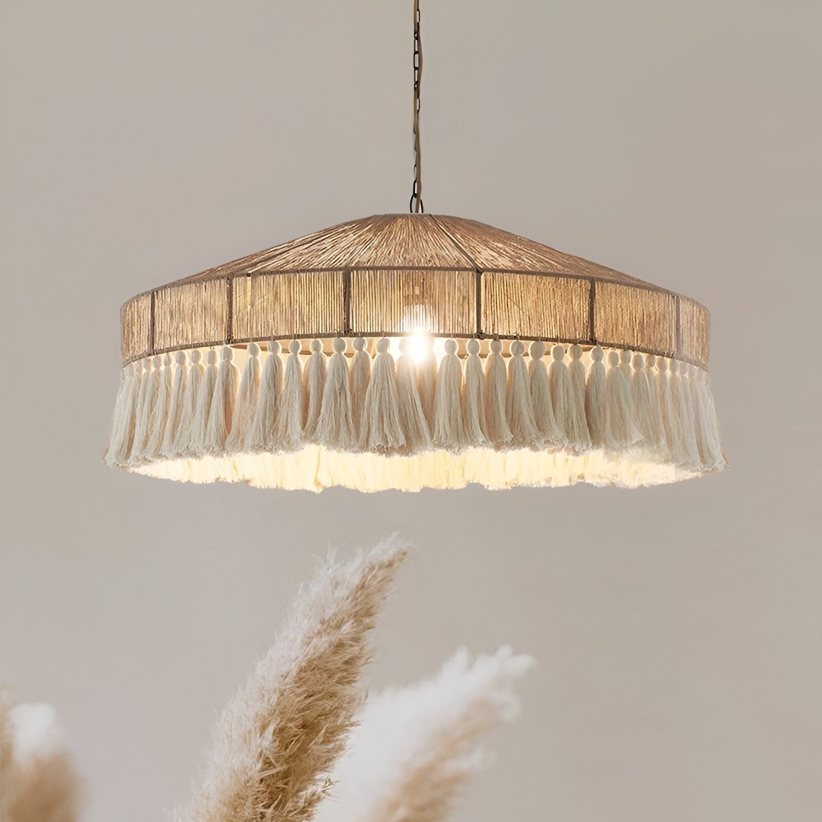 Handcrafted Bohemian Hemp Rope Tassel Chandelier