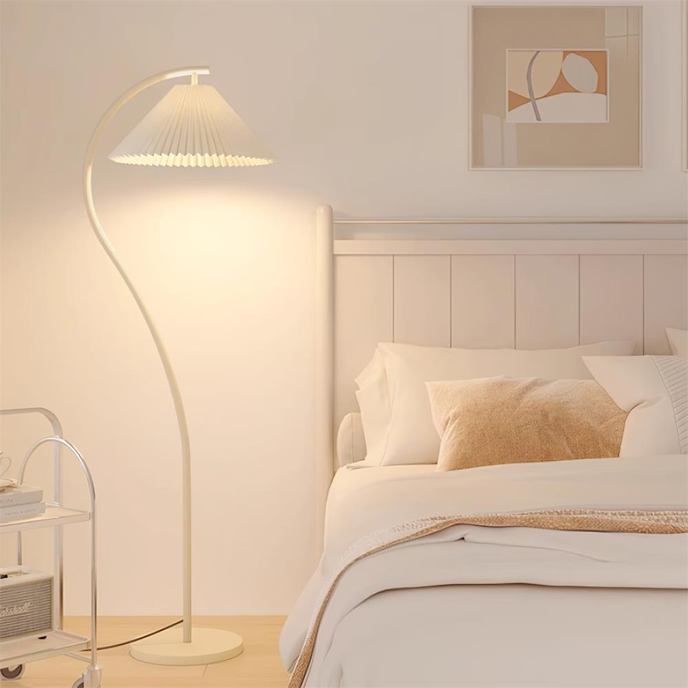 Aureline Pleated Floor Lamp | Black Metal Standing Light with Adjustable Shade