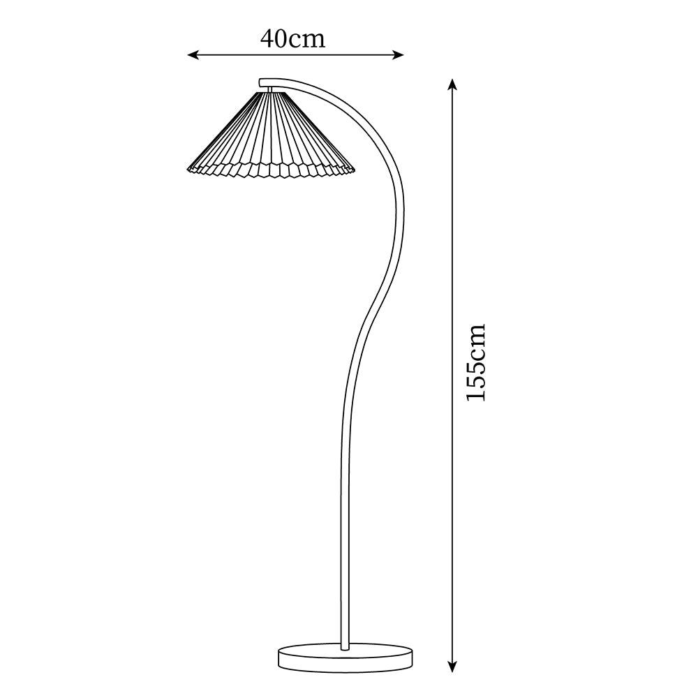 Aureline Pleated Floor Lamp | Black Metal Standing Light with Adjustable Shade