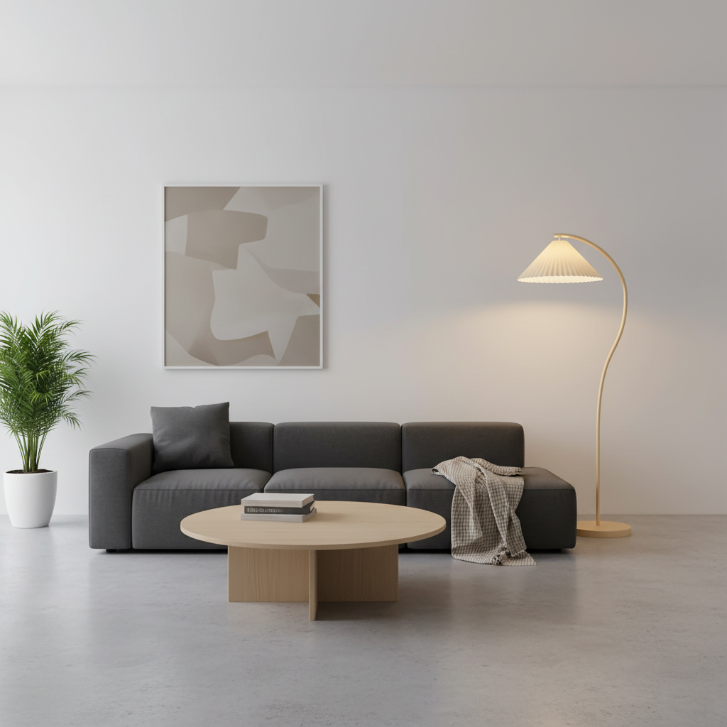 Aureline Pleated Floor Lamp | Black Metal Standing Light with Adjustable Shade