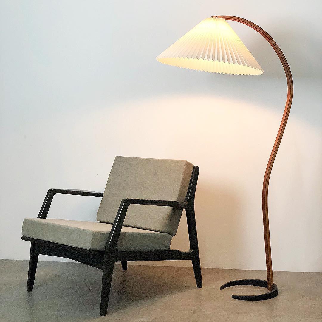 Lina Beech Wood Floor Lamp Pleated Shade