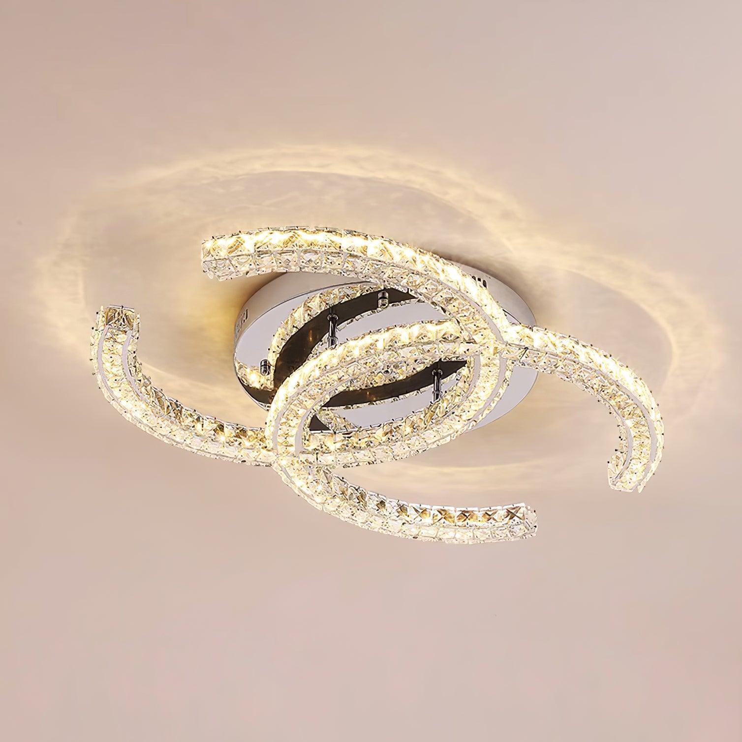 Crystal Glow Flush Mount LED Ceiling Lamp