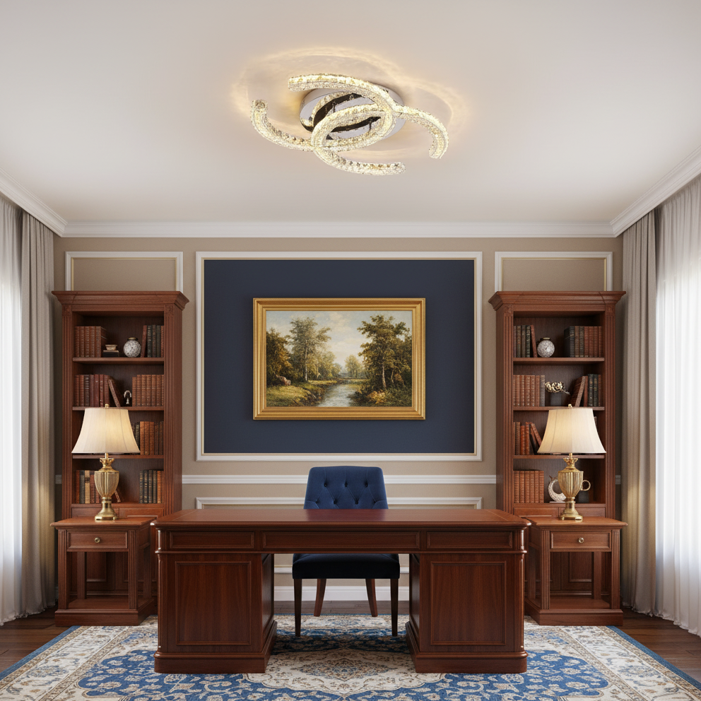 Crystal Glow Flush Mount LED Ceiling Lamp