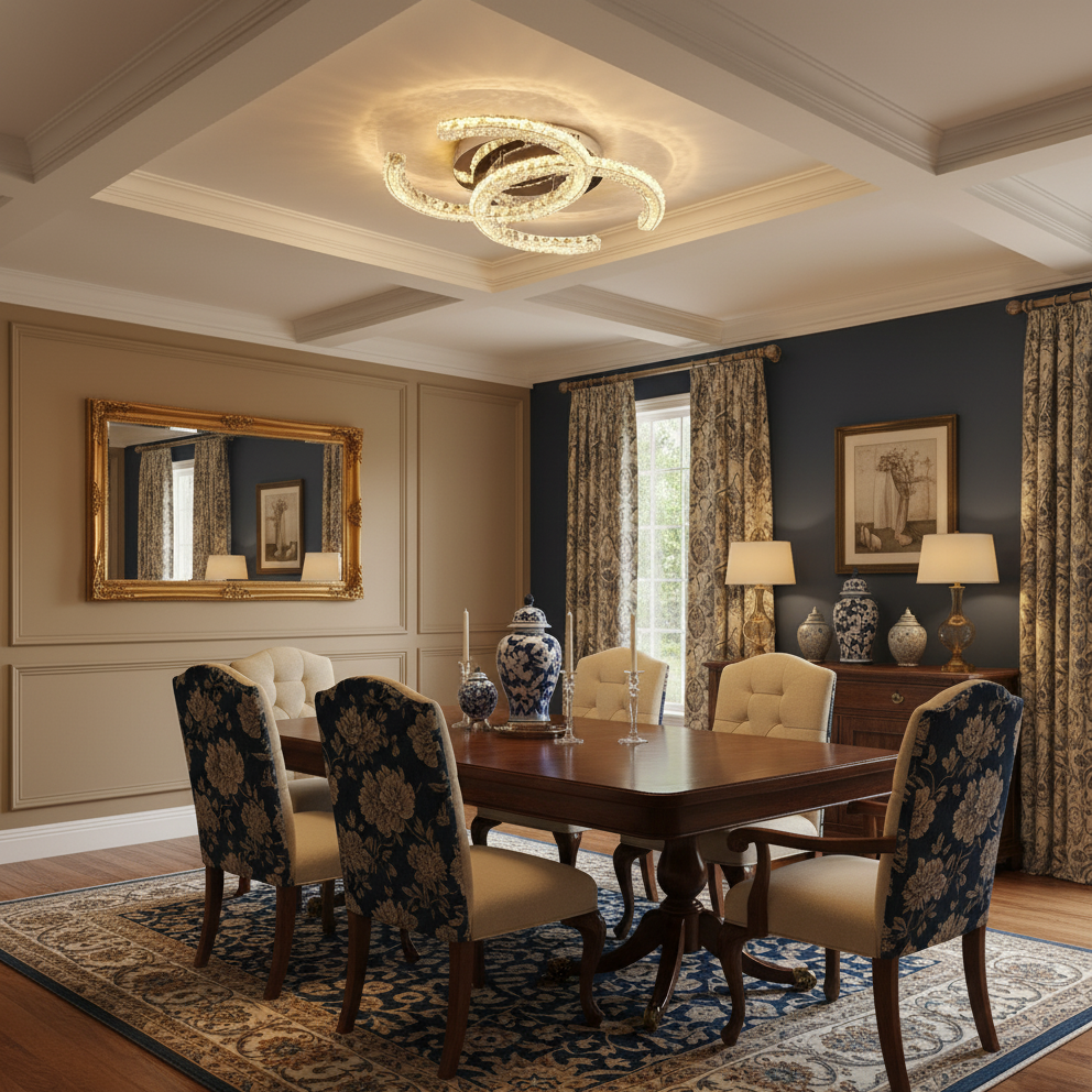 Crystal Glow Flush Mount LED Ceiling Lamp