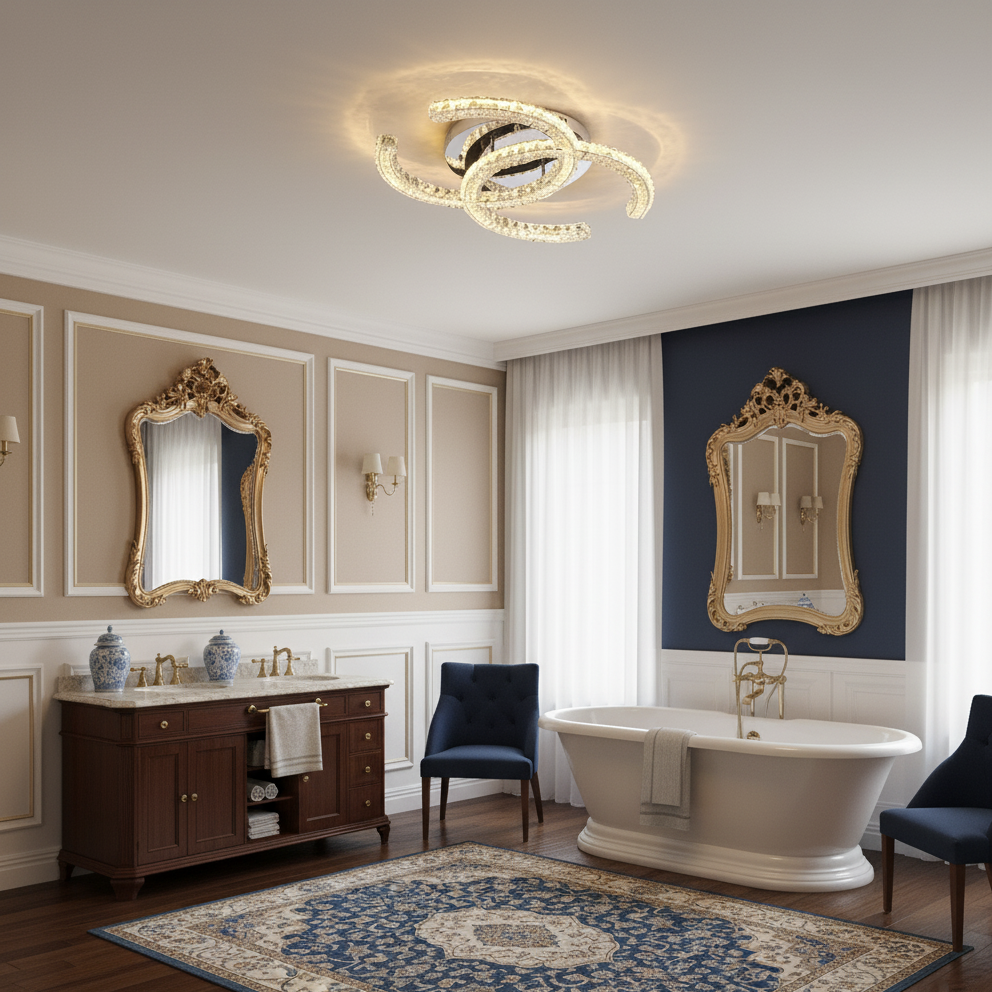 Crystal Glow Flush Mount LED Ceiling Lamp