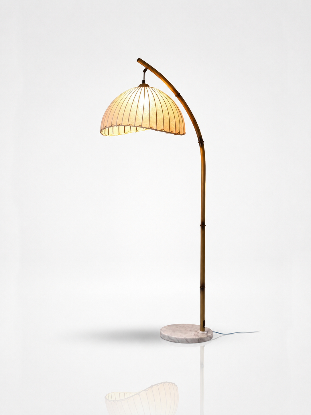 Masja Curved Floor Lamp Fabric Shade Iron Base E27