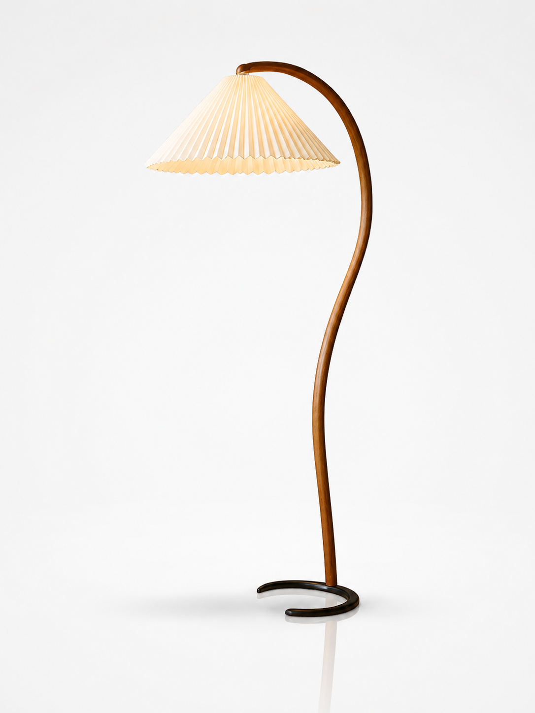Lina Beech Wood Floor Lamp Pleated Shade