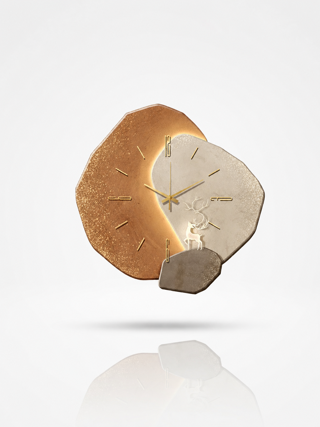 Wood Wall Clock LED Backlight Silent Quartz 40cm