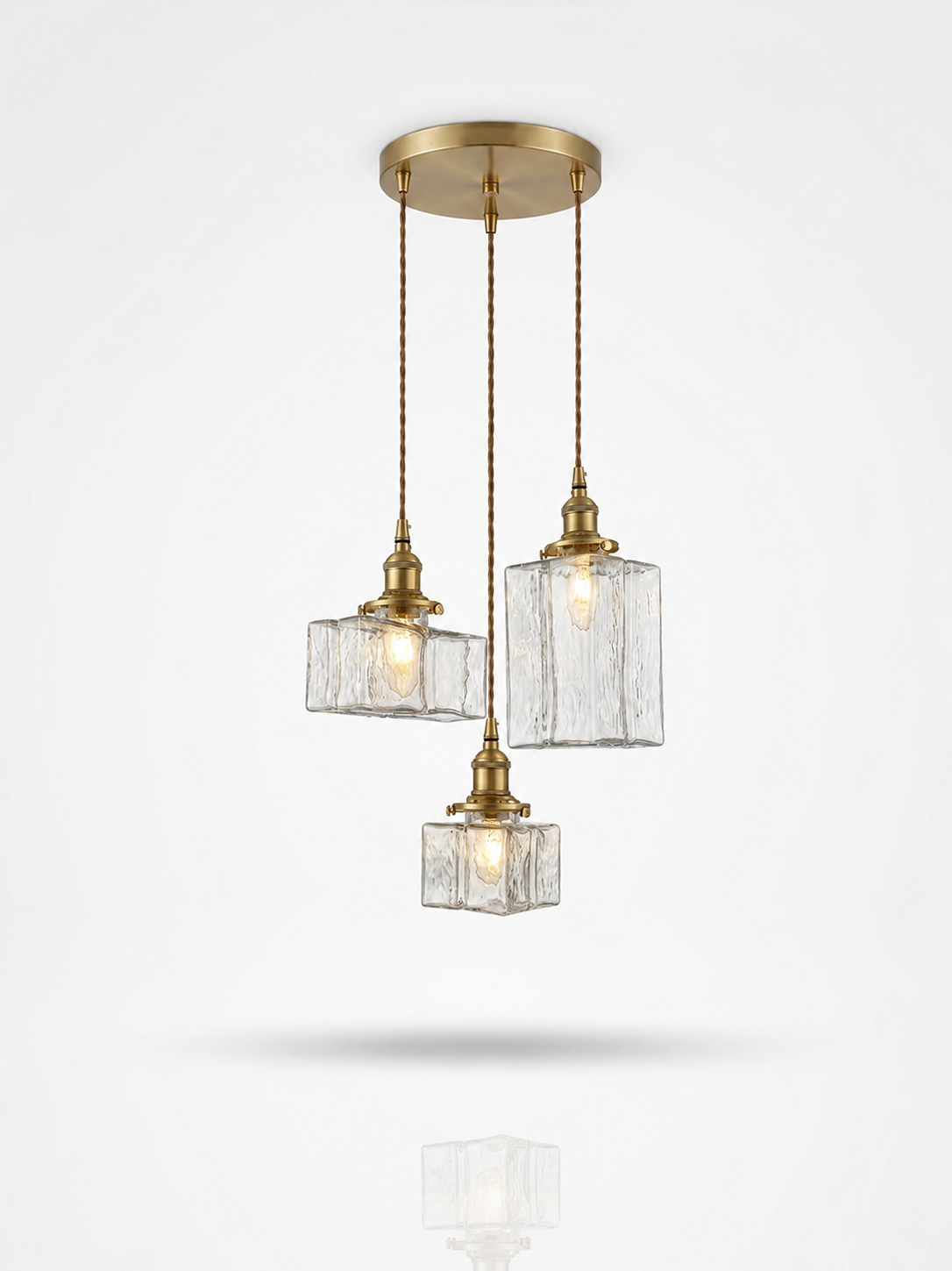 Retro Glass Pendant Light Gold Finish E27