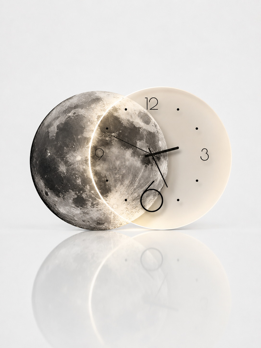 Moon Wall Clock with LED Light USB Powered Wall Mounted Timepiece